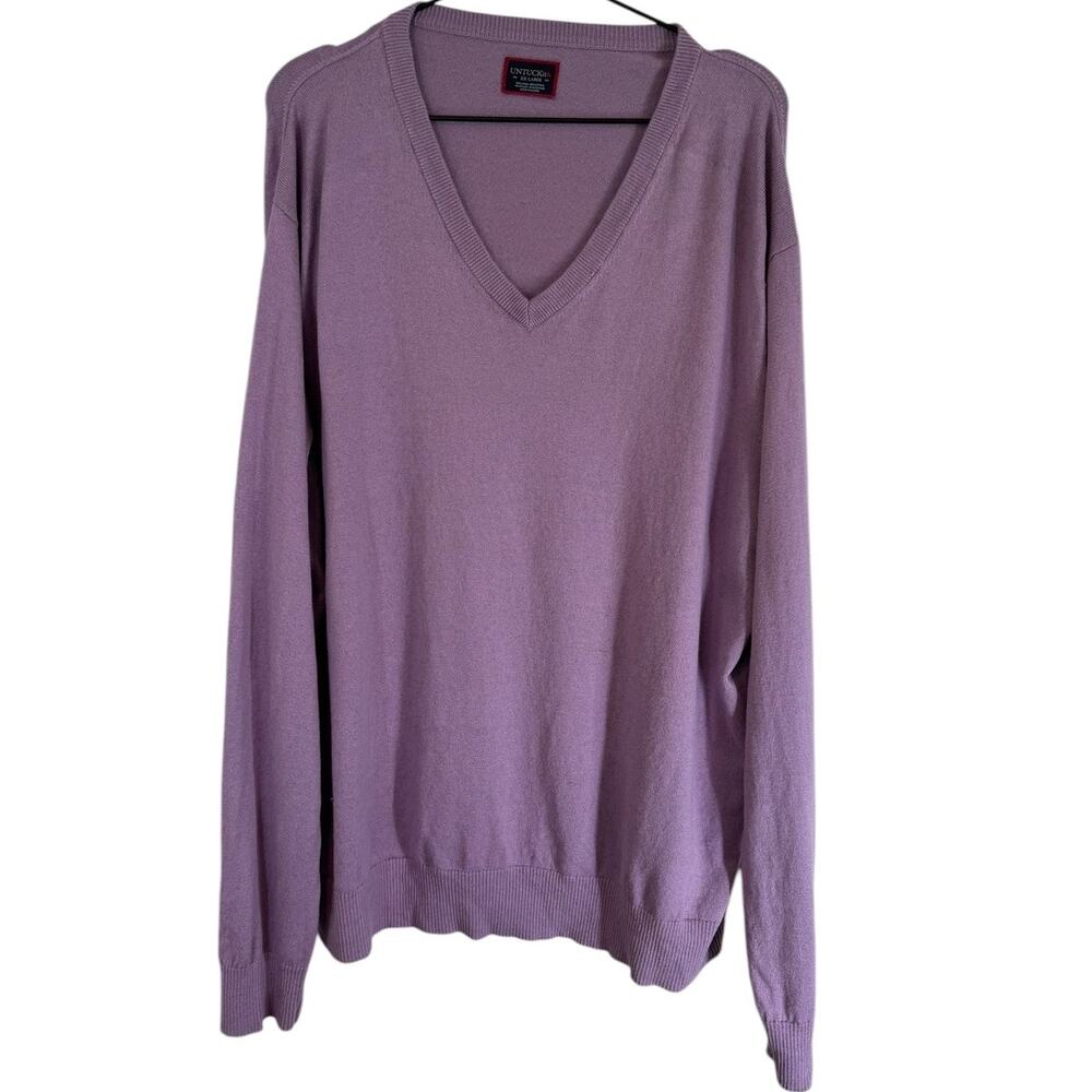 UNTUCKit Dreyer Purple‎ V Neck Linen Blend Sweater XXL